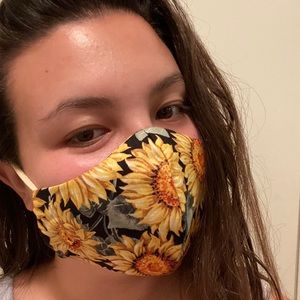 Boho urban handmade sunflower floral face mask